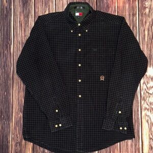 Vintage 90s TommyHilfiger Striped Plaid Long Sleeve Button Shirt